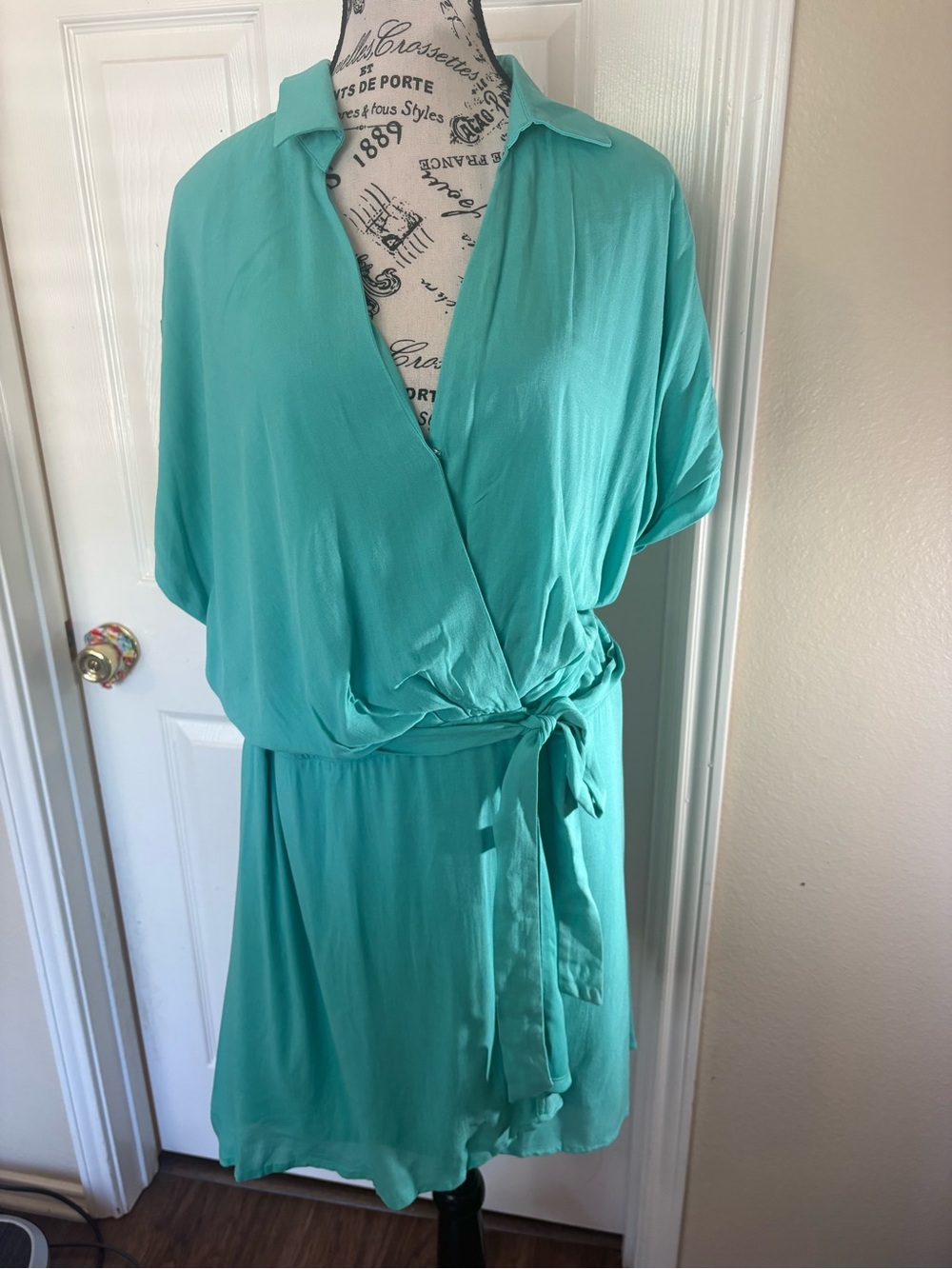 GB girls Teal Wrap Dress with Waist Tie